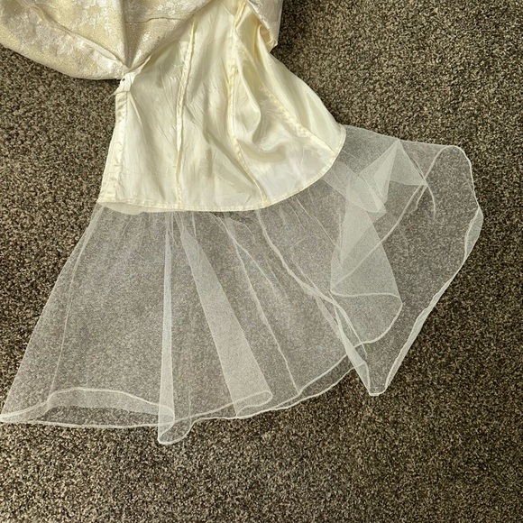 Jessica McClintock Girls • Vintage Ivory Floral Jacquard Sleeveless Size 14 - Picture 6 of 10